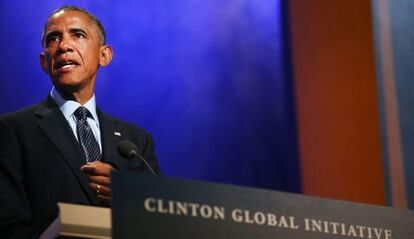 Obama habla durante un evento de la Iniciativa 'Global Clinton' este martes.