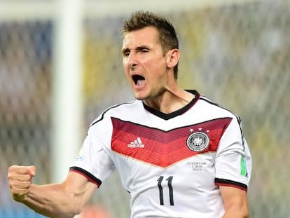 Miroslav Klose celebra un gol contra Ghana el pasado Mundial. 