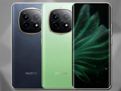 Colores del nuevo teléfono realme P2 Pro 5G con fondo gris