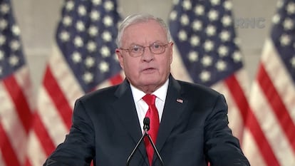 Keith Kellogg, national security adviser to Vice President Mike Pence, speaks during the largely virtual 2020 Republican National Convention broadcast from Washington, U.S. August 26, 2020. 2020 Republican National Convention/Handout via REUTERS THIS IMAGE HAS BEEN SUPPLIED BY A THIRD PARTY?