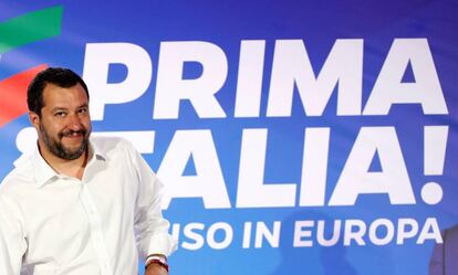 Matteo Salvini, en Milán, el pasado 27 de mayo, en una comparecencia tras los resultados de las elecciones europeas.