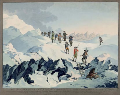 Viaje de Saussure a la cima del Mont Blanc, obra de Marquard Wocher.