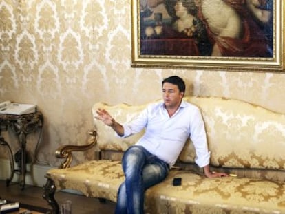 Matteo Renzi no Palazzo Chigi, em Roma.