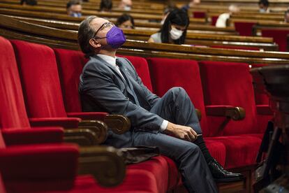 El conseller de Economía y Hacienda, Jaume Giró, durante el pleno del Parlament el pasado 22 de julio de 2021.