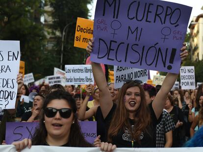 Manifestación en Madrid a favor del aborto, en septiembre de 2017.