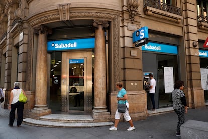 A Banco Sabadell branch office in Barcelona.