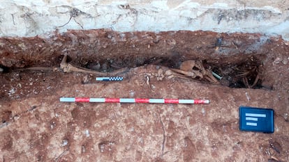 Restos humanos hallados en las excavaciones en una imagen facilitada por los investigadores. 