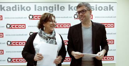 Unai Sordo y Mari Cruz Vicente, este viernes, en Bilbao.