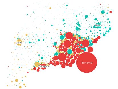 Los mapas municipio a municipio con los resultados clave de las elecciones en Cataluña