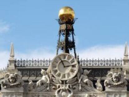 Detalle de la fachada del Banco de Espa&ntilde;a.