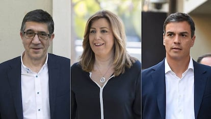 The three candidates for the PSOE leadership: Patxi López, Susana Díaz and Pedro Sánchez.