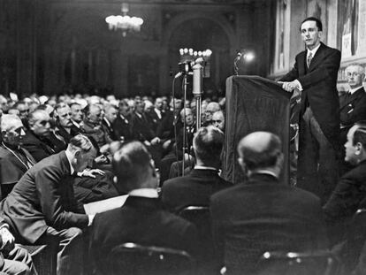 El ministro de propaganda de Hitler, Joseph Goebbels, durante un discurso.