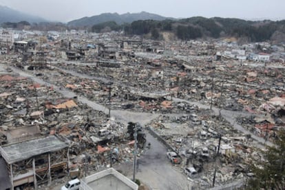 Vista general de la devastación de la ciudad de Yamada.