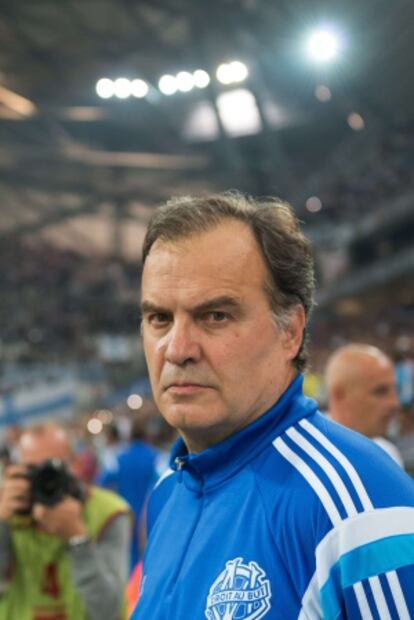 Bielsa, durante un partido del Olympique de Marsella.