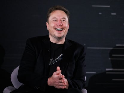 Elon Musk, durante la conversación que mantuvo con el primer ministro británico, Rishi Sunak, el pasado 2 de noviembre.