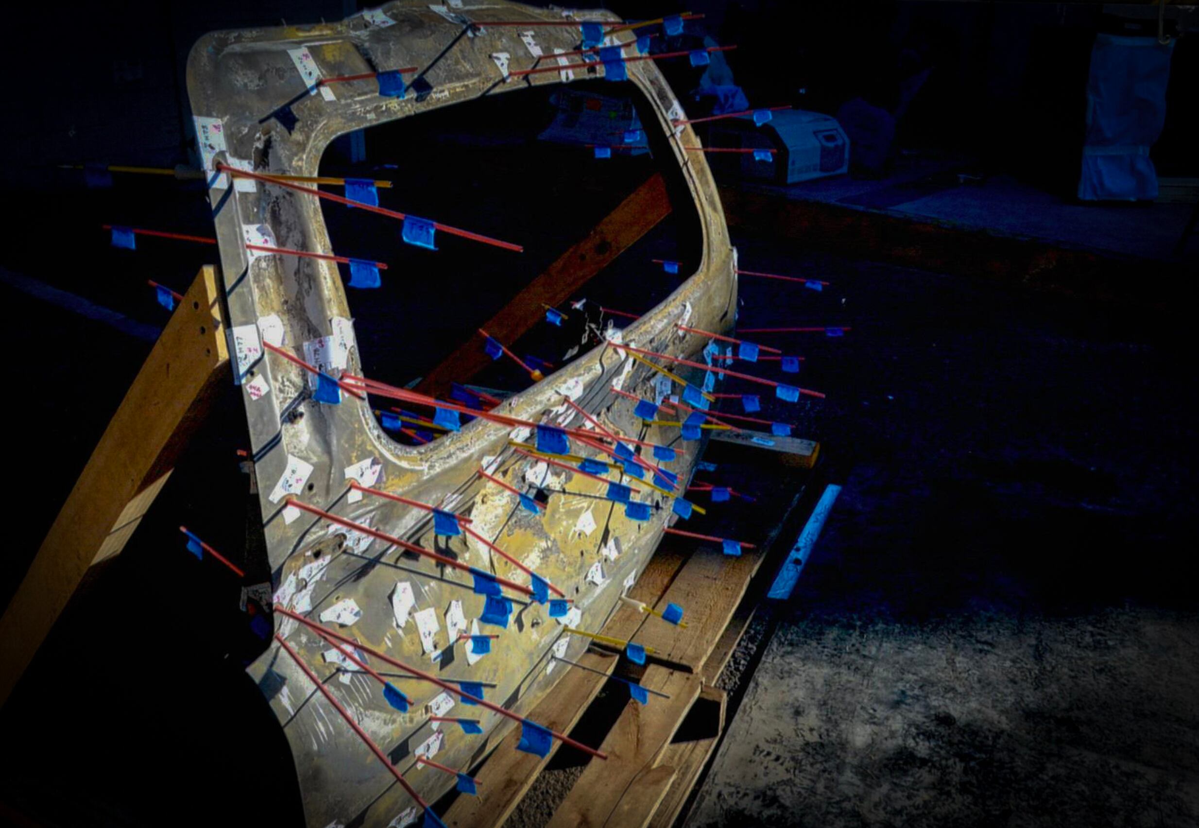 Puerta de la camioneta de Rhonita LeBarón Miller.