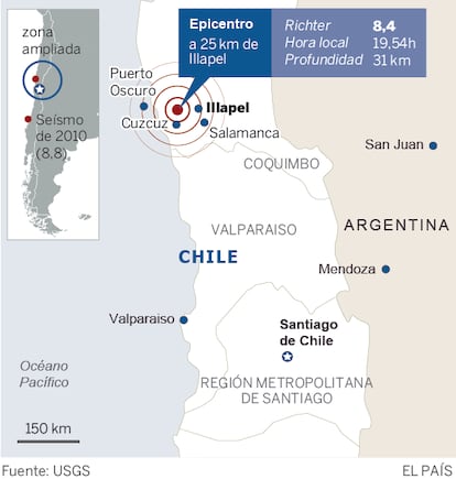 Map showing the epicenter of the earthquake.