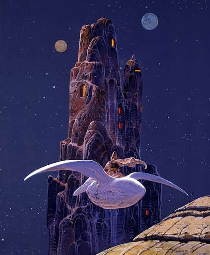 Otro de los personajes míticos de Moebius. Arzach es un guerrero extraterrestre que viaja en un pájaro mitad mecánico, mitad animal por un planeta desértico. Este dibujo es un dibujo preparatorio del álbum homónimo de 1992.