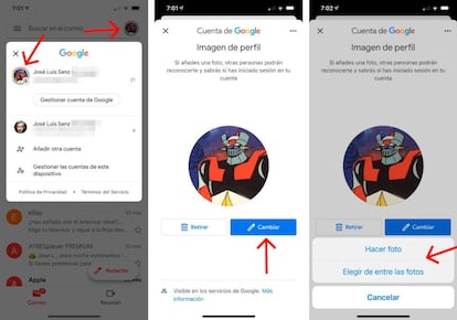Cambiar el avatar de tu cuenta de Gmail.