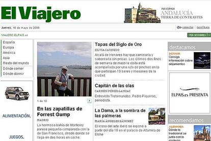 Aspecto de la primera portada de El Viajero, el nuevo canal de viajes de ELPAIS.es.