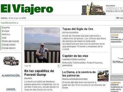 Aspecto de la primera portada de El Viajero, el nuevo canal de viajes de ELPAIS.es.