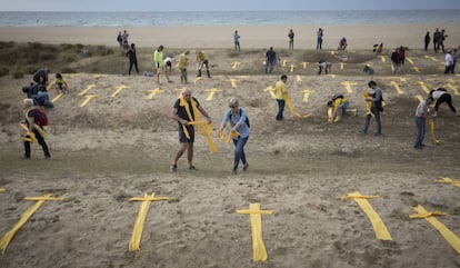 Un moment de l'acte reivindicatiu independentista a Mataró.