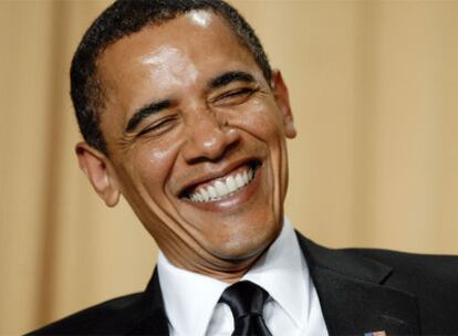 Barack Obama, durante la cena con los corresponsales en la Casa Blanca el sábado en Washington.
