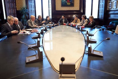 Roger Torrent preside una reuni&oacute;n de la Mesa del Parlament el pasado 13 de febrero.