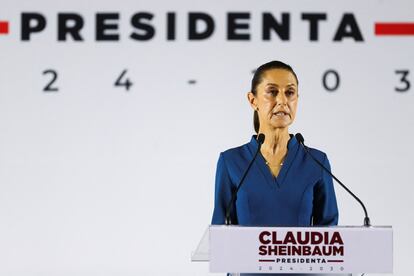 Claudia Sheinbaum habla durante la presentación de los primeros integrantes de su gabinete, el 20 de junio.