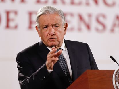 El presidente de México, Andrés Manuel López Obrador, en su conferencia de prensa matutina, este martes.
