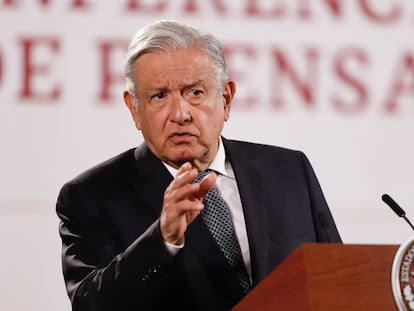 El presidente de México, Andrés Manuel López Obrador, en su conferencia de prensa matutina, este martes.