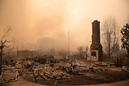The remains of a burned house in Pasadena.