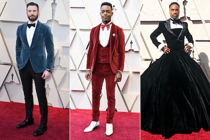 Ellos adoran el terciopelo

Los hombres siguen arriesgando en la alfombra roja con texturas y colores que van mucho más allá del negro. Además de la excentricidad del esmoquin con falda de Billy Porter, otros muchos apostaron por el terciopelo. Chris Evans, de Ferragamo, o Stephan James, de Etro, entre ellos.