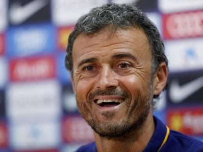 Luis Enrique, a la roda de premsa d'aquest dissabte.