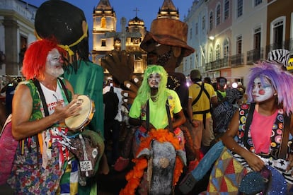 Celebraci&oacute;n del carnaval de Salvador de Bah&iacute;a en las calles del Pelourinho. 