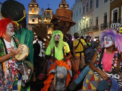 Celebraci&oacute;n del carnaval de Salvador de Bah&iacute;a en las calles del Pelourinho. 