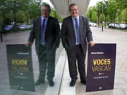 El exrector de la Universidad Pública del País Vasco (UPV/EHU), Manuel Montero, posa durante la presentación del libro "Voces vascas".