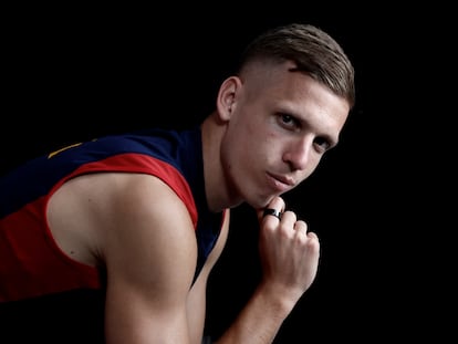 El jugador de la selección española, Dani Olmo, en la Universidad de Qatar, en Doha.