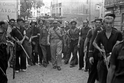 Presoners alemanys a Perpinyà l'estiu del 1944.