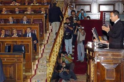 Zapatero, durante su turno de réplica en la sesión extraordinaria sobre el envío de tropas a Líbano.