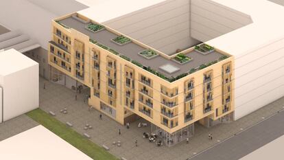 Imagen virtual de los futuros pisos sociales de alquiler en el Poblenou.