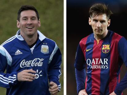 Messi, el juny del 2014 al Brasil (esquerra) i el maig passat.