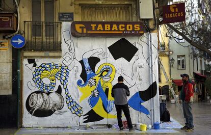 Grafiti en la calle Caballeros de Valencia.