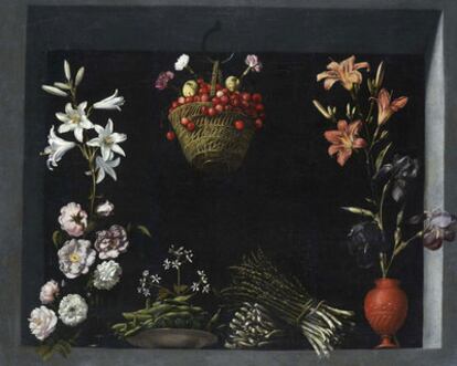 <i>Bodegón con flores, hortalizas y un cesto de cerezas</i>, <b>la última obra localizada del maestro</b> Sánchez Cotán.