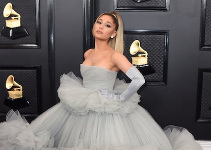 Ariana Grande arrives at the Grammy Awards in Los Angeles, California, in January 2020.
