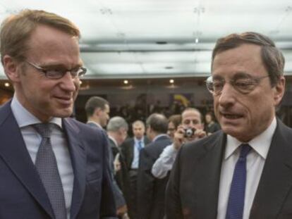 Jens Weidmann (Bundesbank) y Mario Draghi (BCE).