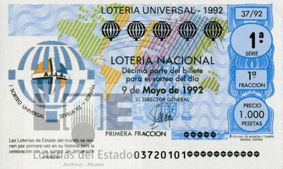 En 1992 Sevilla acogía la Expo y la arquitectura española protagonizaba las ilustraciones de la Lotería.