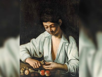 La obra 'Joven pelando fruta' de Caravaggio, en una fotografía cedida.