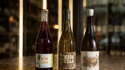 Three bottles of natural Spanish wines.