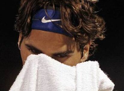 Federer, durante su partido contra Roddick.